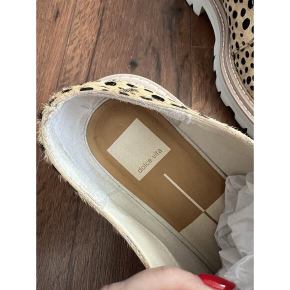 DOLCE VITA Martie Lace-Up Leopard Print Calf Hair Lug Sole Oxford Shoes Sz 11 - Picture 8 of 10